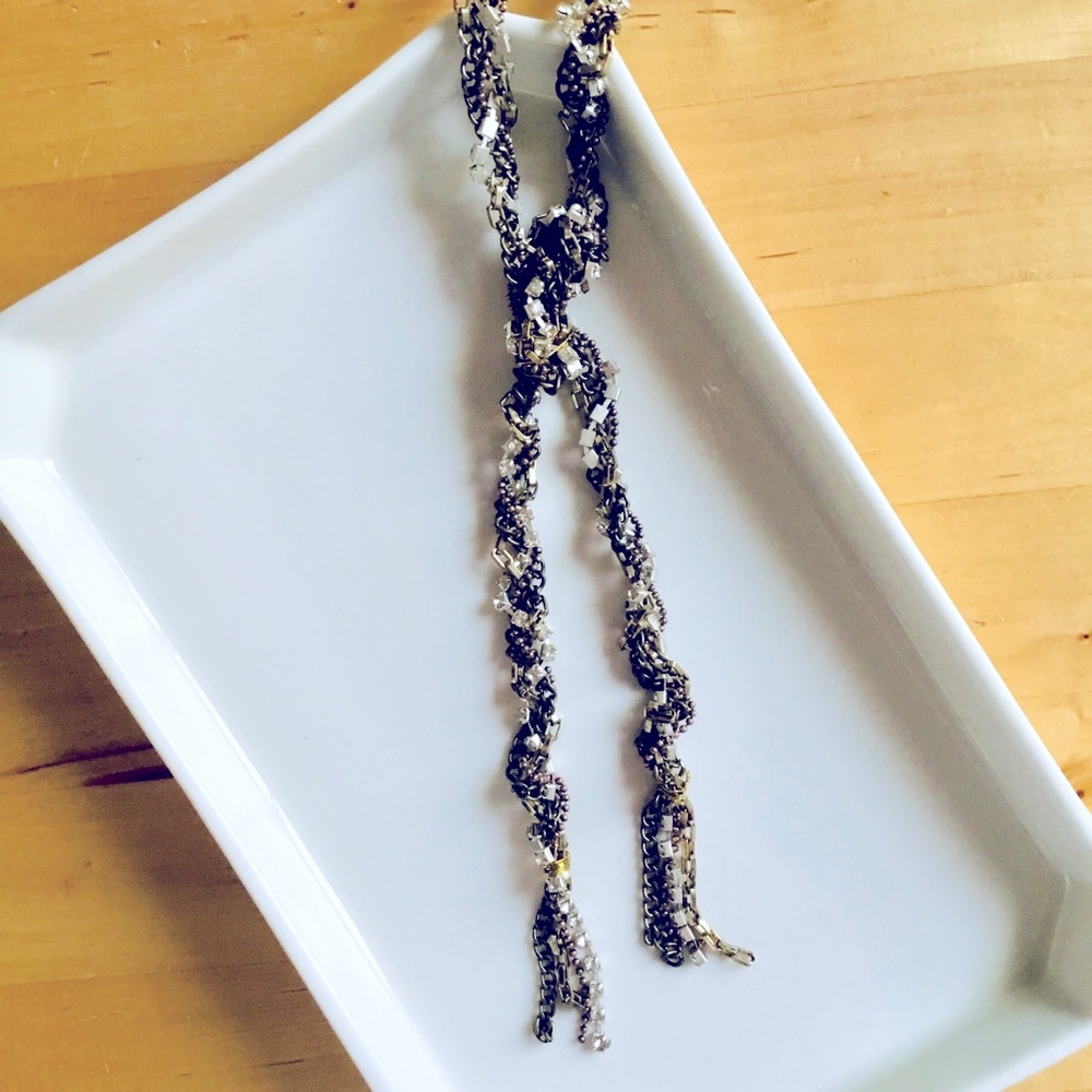 Multi-strand beaded lariat necklace